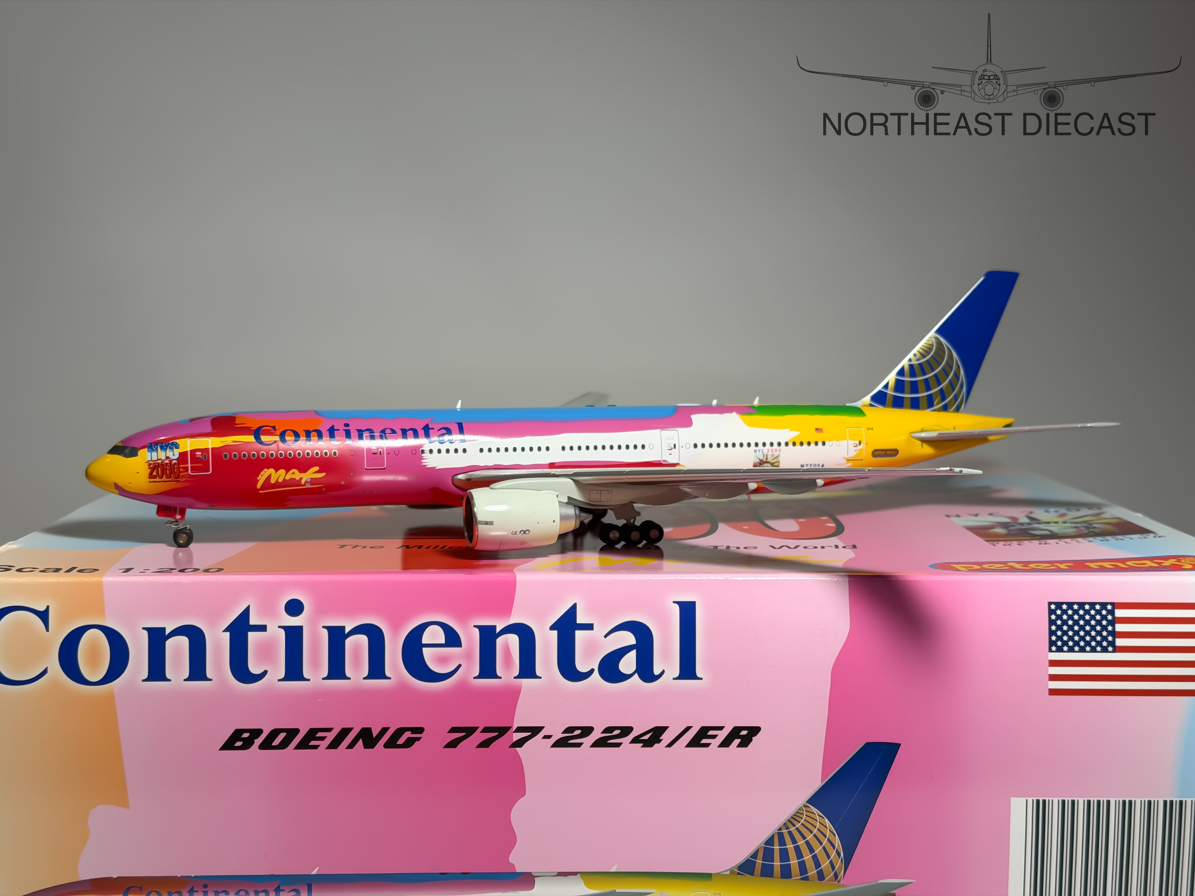 Continental Airlines Boeing 777-200 1:200 Diecast Aircraft - JC