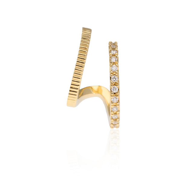 K18/Pt「ダブルフープ・カーヴ」ピアス(片耳用)｜【オレフィーチェ