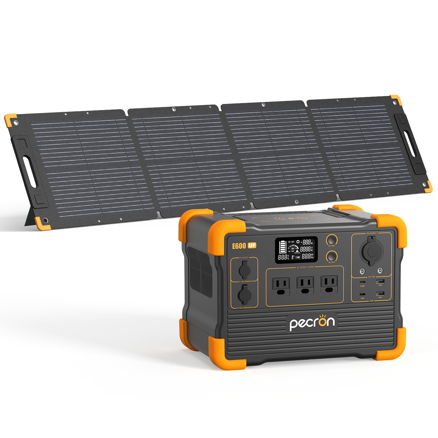 PECRON ポータブル電源 E600LFP＋100Wソーラーパネル(セット) 小型軽量