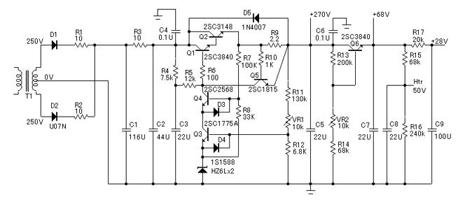 3極パワー管 6CK4 ステレオパワーアンプ 動作品 3極パワー管 6CK4