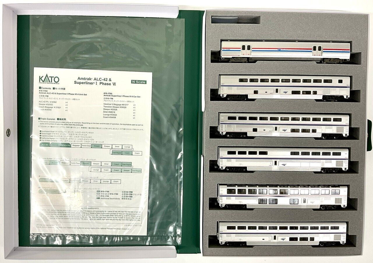 Kato N Scale 10-1789 Amtrak Superliner I Phase VI 6 Car Set w