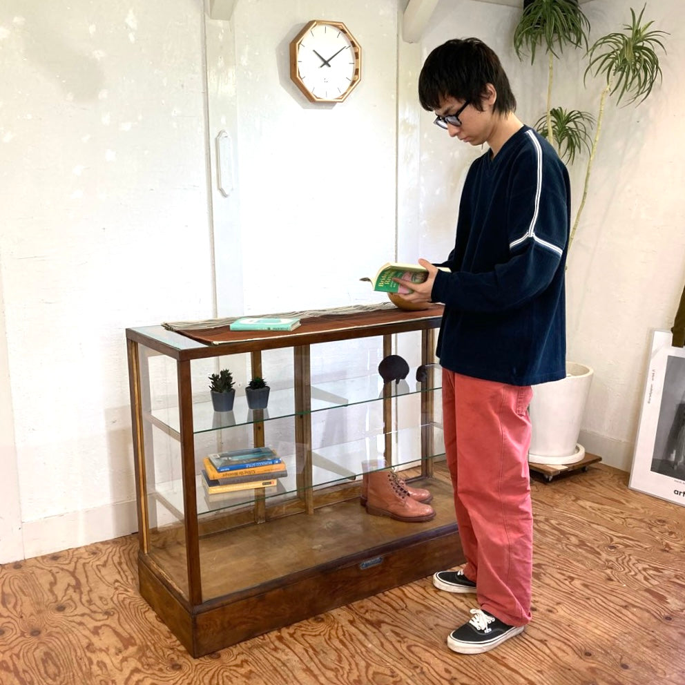 古道具 ガラスケース棚ディスプレイケースアンティーク古道具 パン