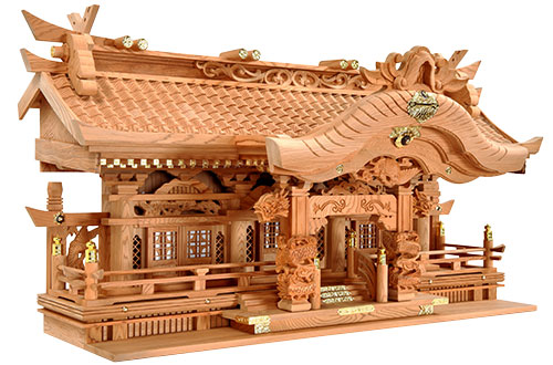 送料無料】屋久杉 切妻型彫刻三社 高さ44㎝ - 仏壇・仏具・神棚専門店