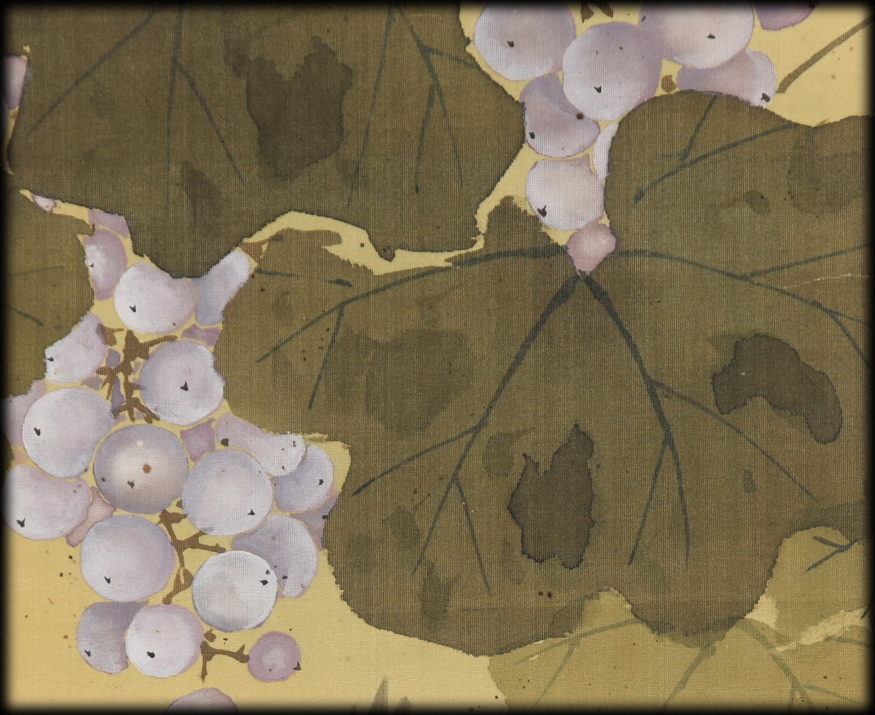 宮田司山「葡萄に小禽図」：B-2390[掛け軸]古美術谷口