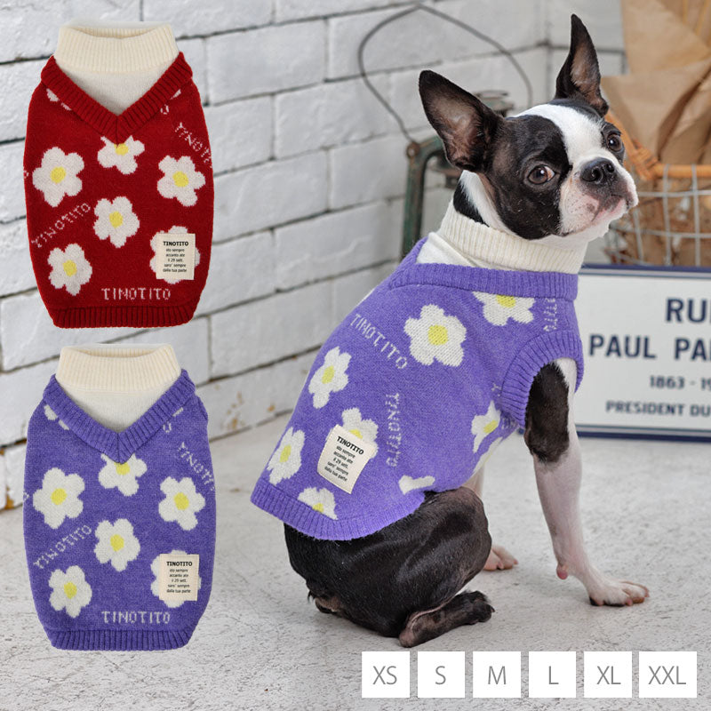 花柄レトロレイヤードニット XS/S/M/L/XL/XXL TINOTITO -ティノ