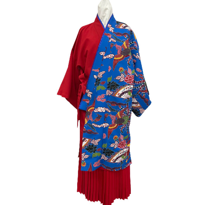 ハーフ衣裳/稽古着】089 一越 赤×青 紅型 | つは琉球店