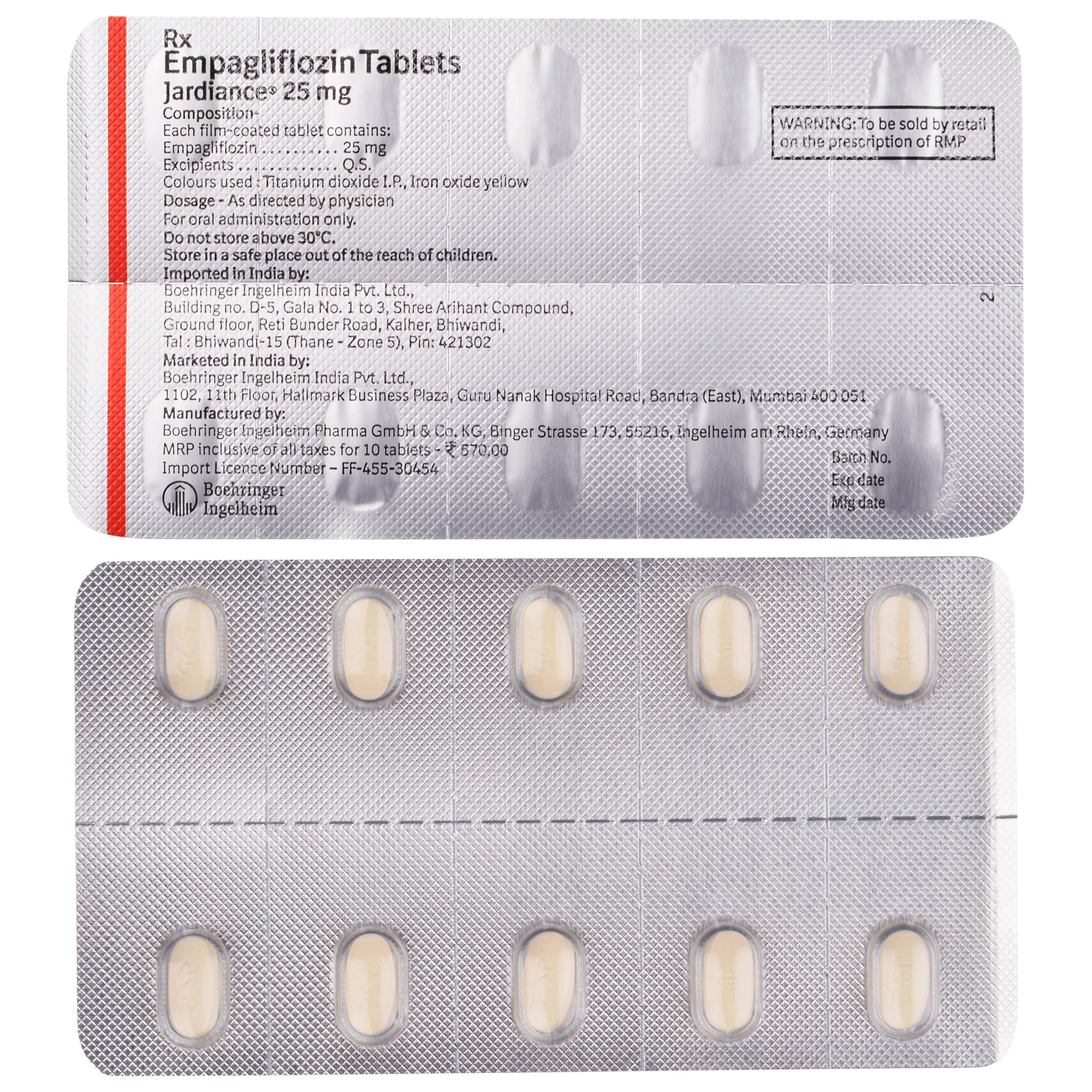 JARDIANCE 25 MG, Packaging Size: 30 Tablets at ₹ 165/strip in