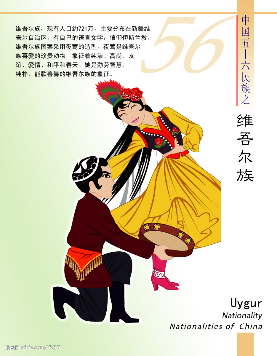 ウイグルの娘の舞 中国画（水墨画）、人物、少数民族の娘