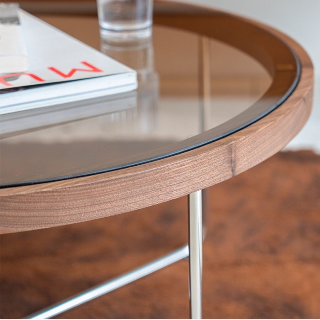 ミッドセンチュリー ガラス サイドテーブル ラウンドテーブル レトロ