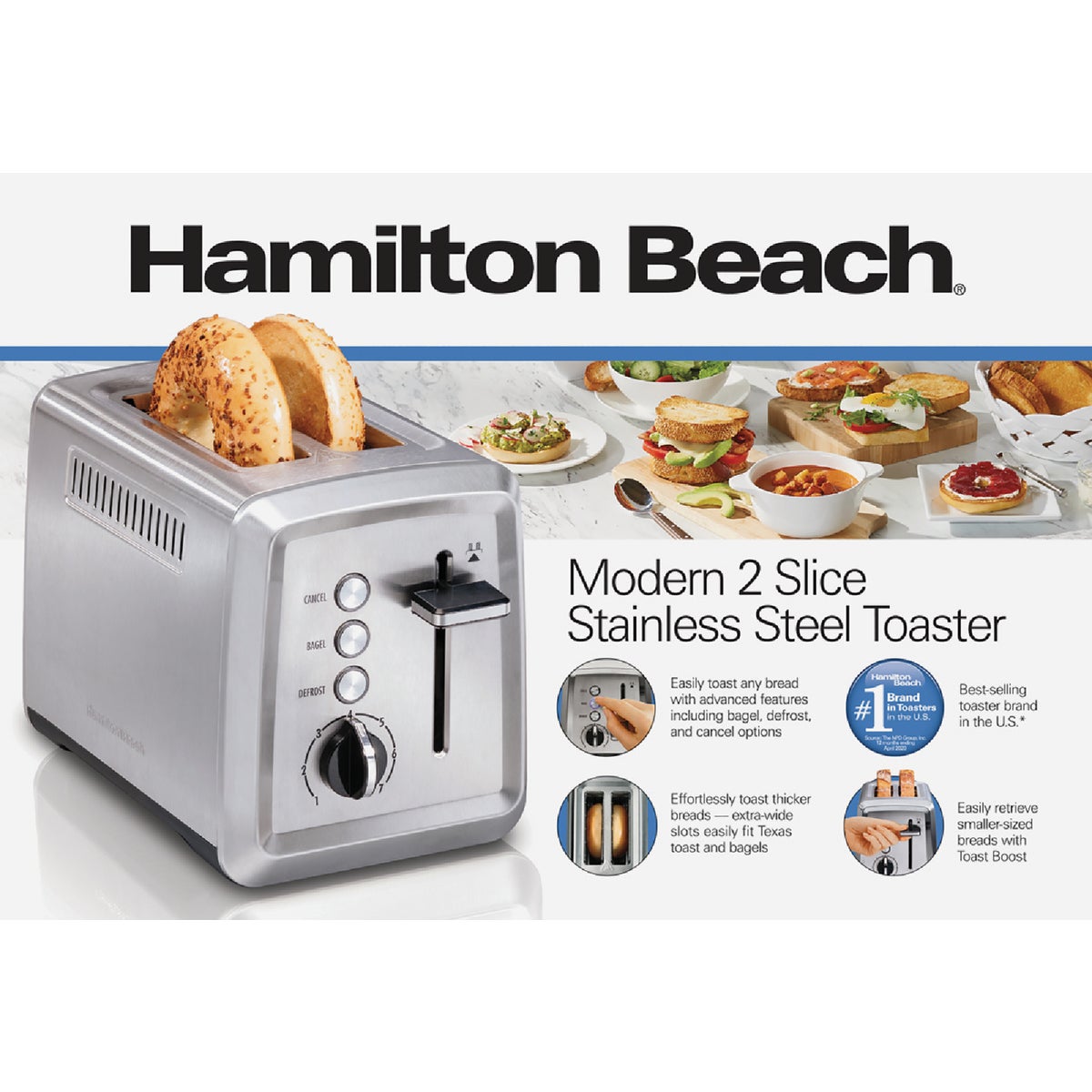 Hamilton Beach Modern 2-Slice Stainless Steel Toaster - Anderson