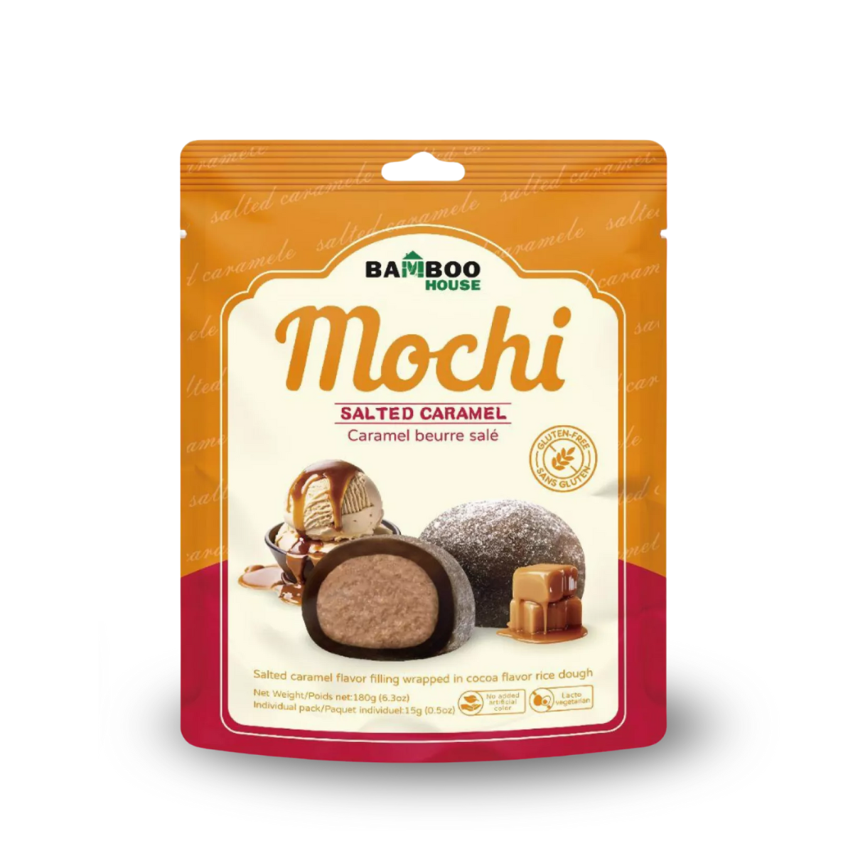 Mochi Importado Sabor Cacau com Recheio Sabor Caramelo Bamboo