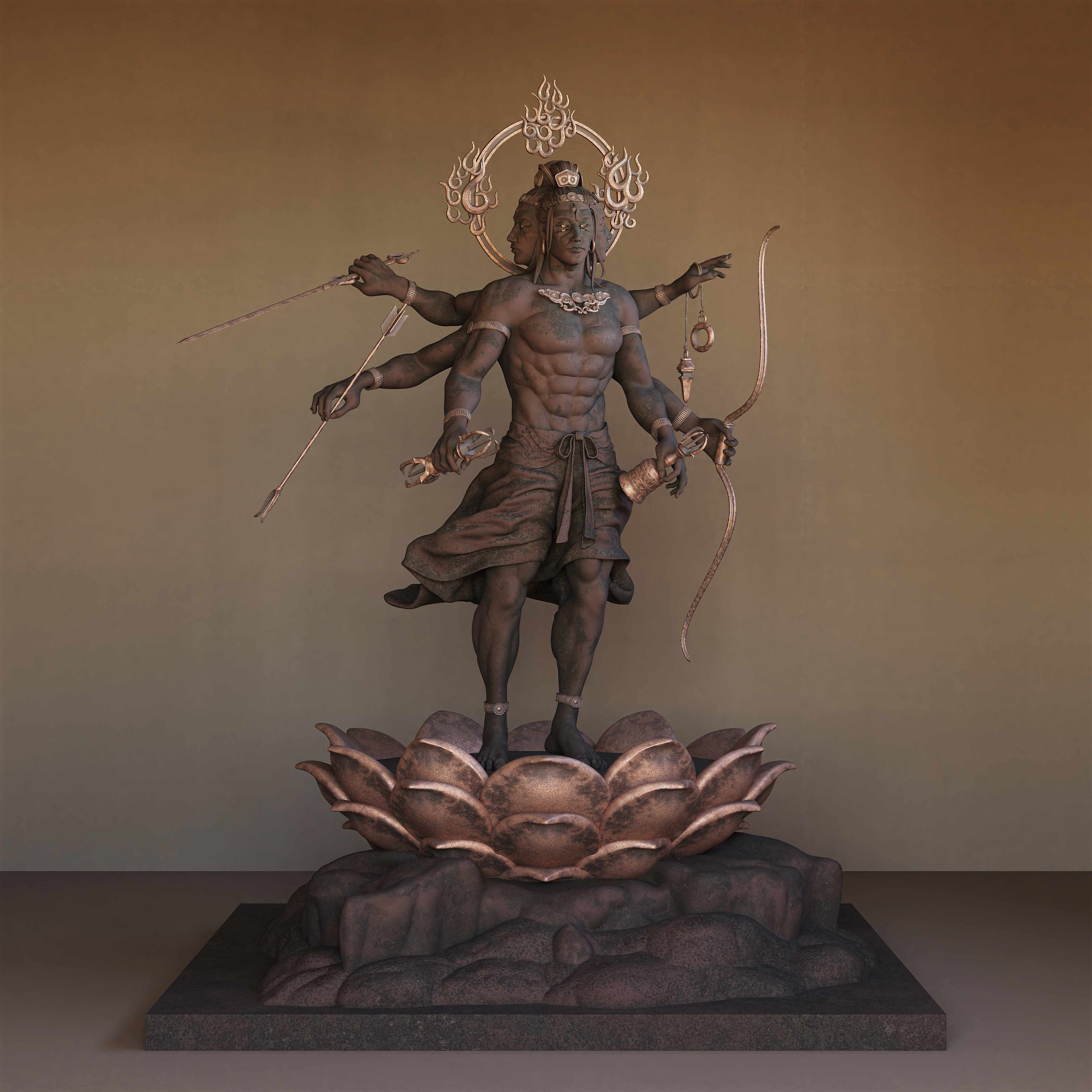 金剛夜叉明王像 仏教美術 仏様 立像 三面六臂 金剛夜叉明王像 – 3D DATA