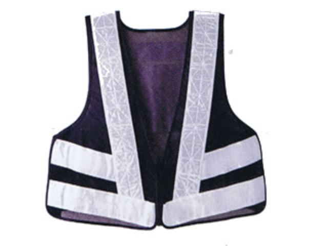 夜光チョッキ 7cm幅 FW式 紺メッシュ・シルバー反射 - 警備用品・防犯