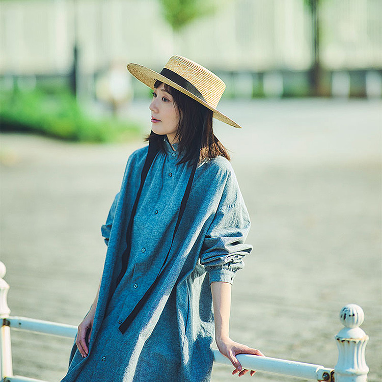 田中帽子店Cecil セシル 麦わら カンカン帽 垂れリボン 婦人用帽子