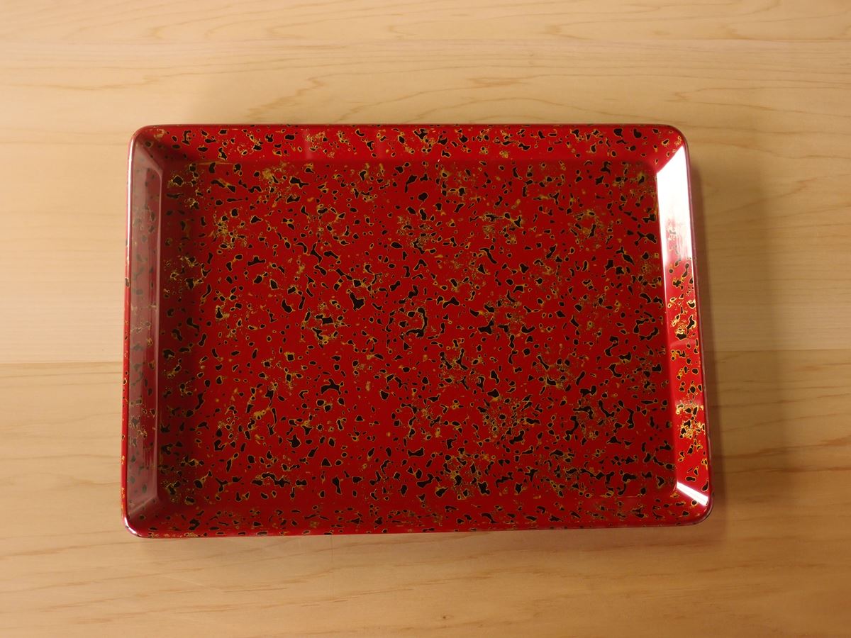 蔵出し！✴︎津軽塗・唐塗長手浅堀盆・卓上盆『おもてなし膳』5膳 ✴︎