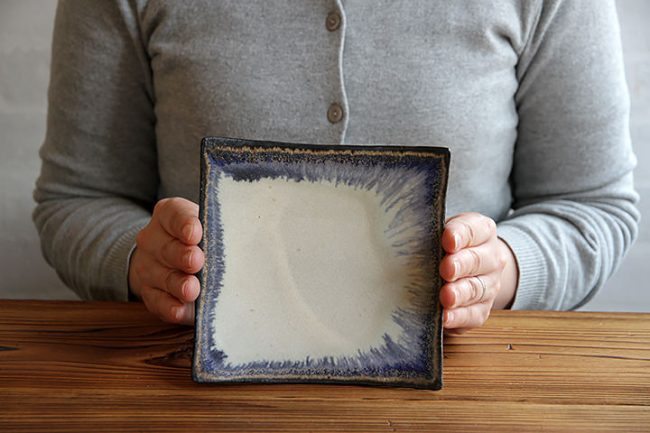 信凜窯】角皿/彩色灰釉/青/（15cm） | 【丹波のイロドリ】丹波焼(陶器