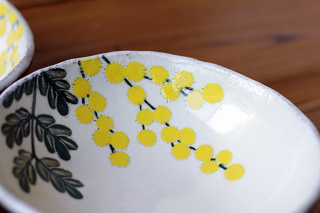 末晴窯】浅鉢/ミモザ/白/（径 13.5cm） | 【丹波のイロドリ】丹波焼