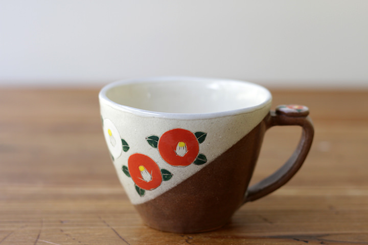 末晴窯】マグカップ/椿 | 【丹波のイロドリ】丹波焼(陶器)の公式通販