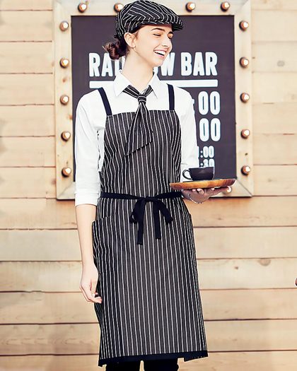 胸当てエプロン（ストライプ）ボンマックスFK7122の通販｜飲食店