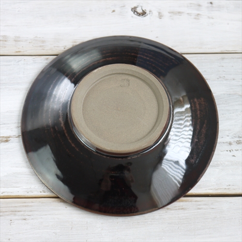 小石原焼/やまさん柳瀬窯/飛鉋・飴縁・打掛/六寸/Φ18.3 X H3.8cm