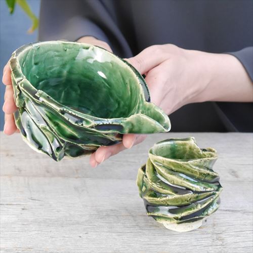 出雲/山本達長/総織部酒器/総織部一点もの/15.5x10.5 X H8 - テーブル