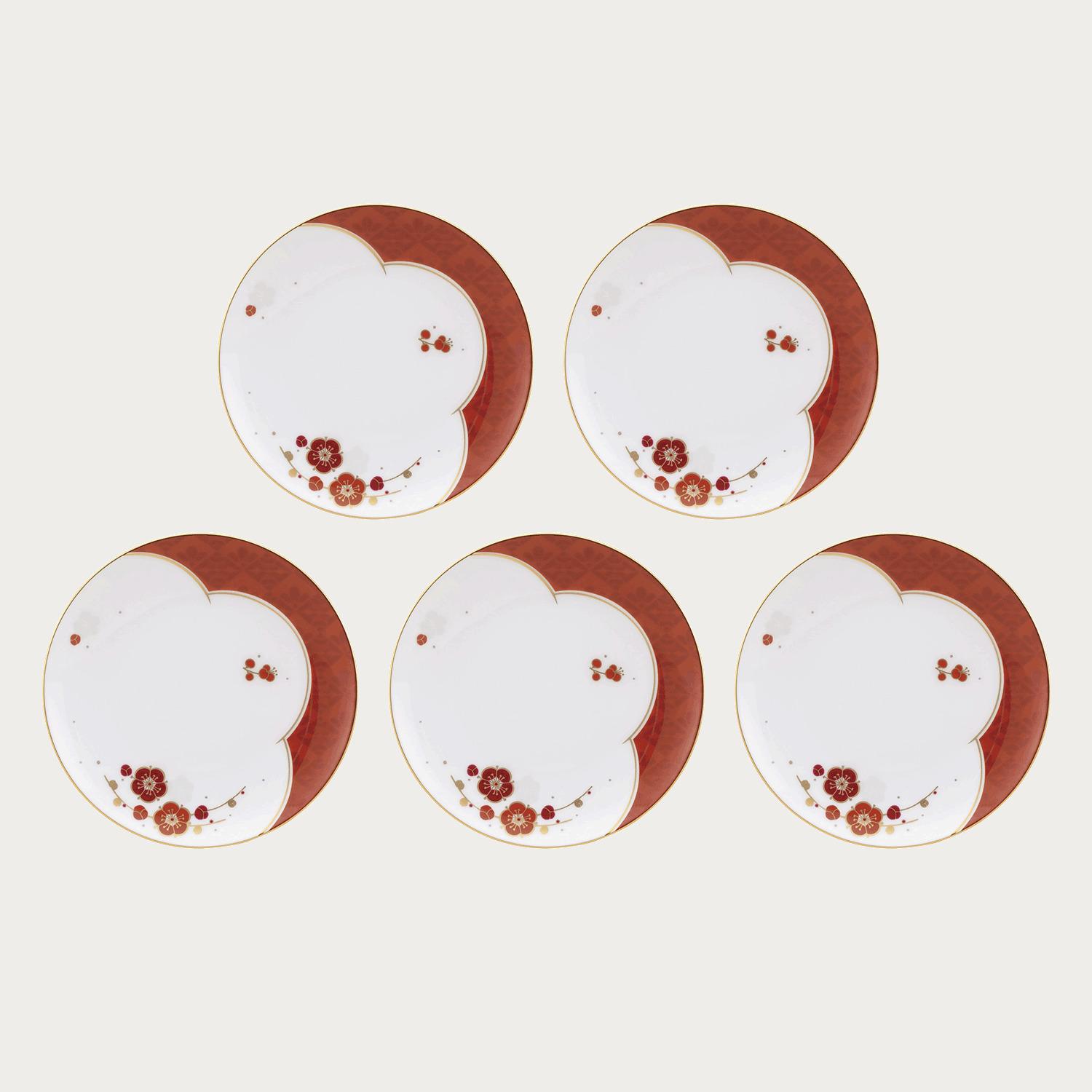 大倉陶園］100周年記念 紅梅 中皿 5枚揃 | ノリタケ食器公式オンライン