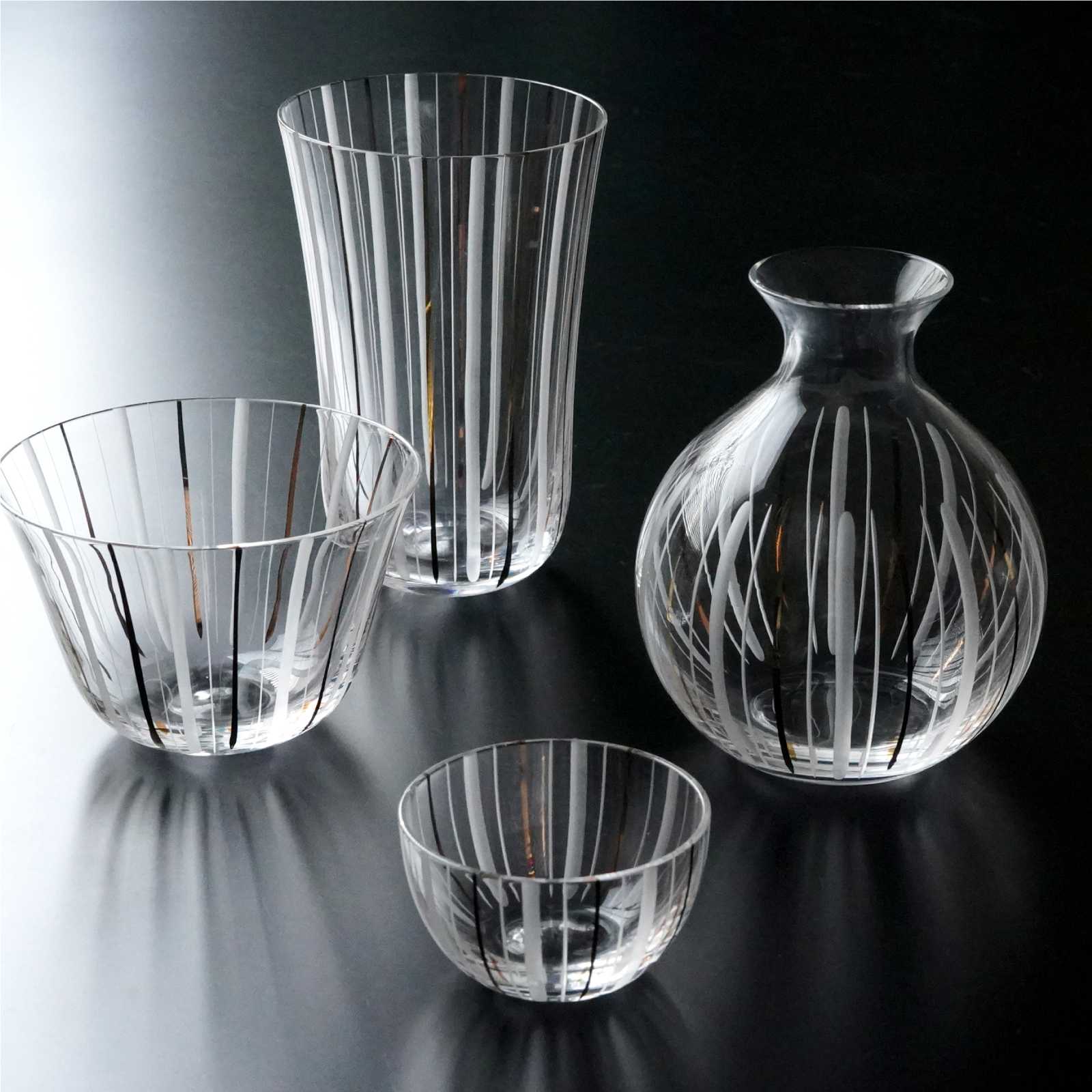 水すだれ 切子に江戸職人の技が光る、たち吉のクリスタルガラスの酒器