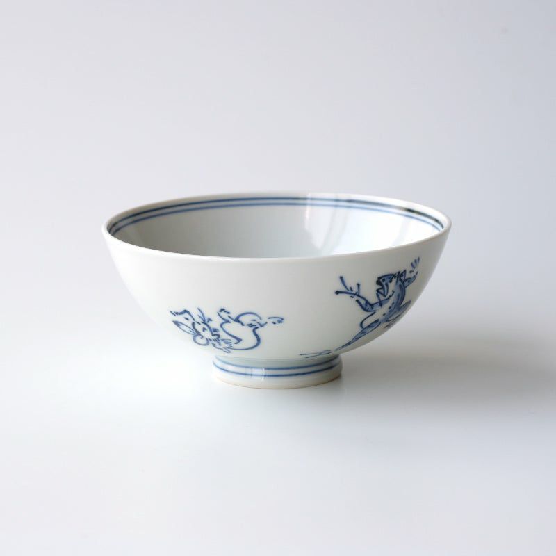 染付 向付 皿 食器 鳥獣戯画紋向付 2枚組 染付 向付 皿 食器 鳥獣戯画