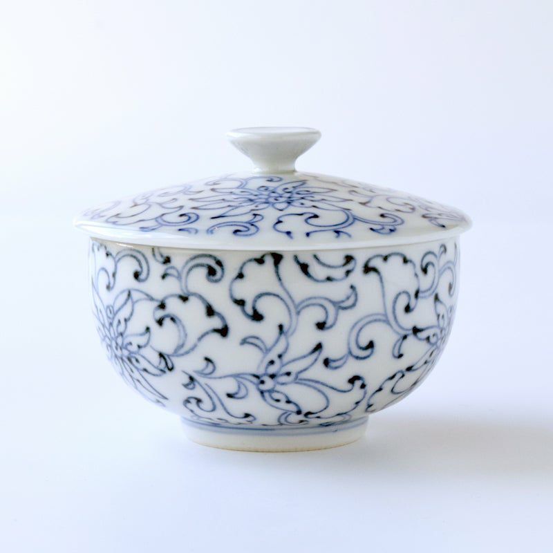 和食器 茶懐石 粟田焼 染付 仁清写菊唐草文 向付 十客 時代箱 V 9296