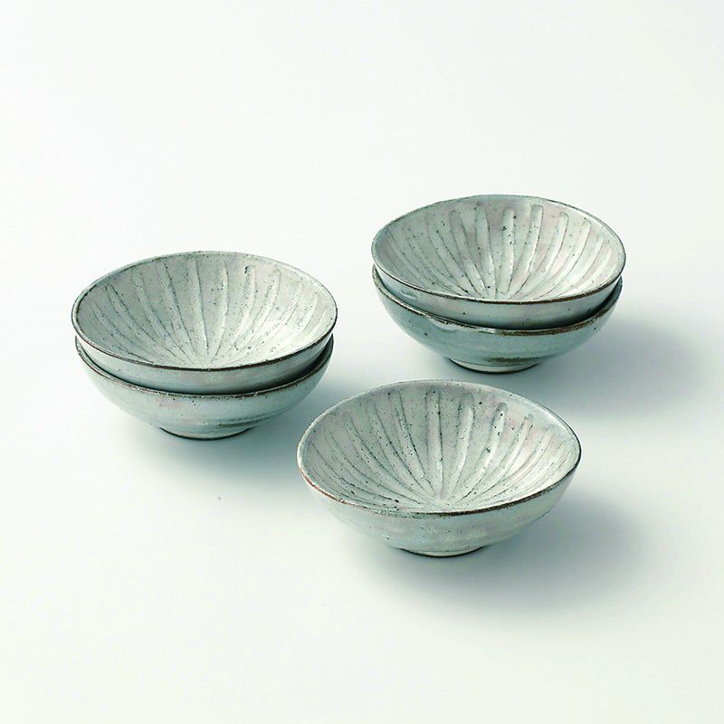 粉引彫文（こひきほりもん） 粉引彫文 取り鉢〈5個〉 美濃焼 |皿や鉢