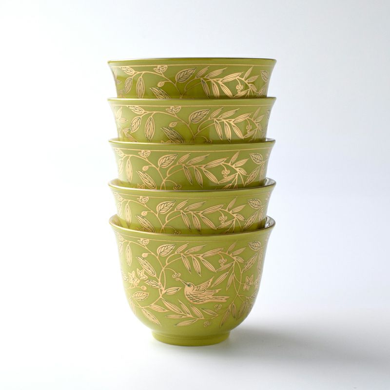 シリーズ以外・その他 萌葱金彩 茶器〈石瓶1個・お茶呑茶碗5個