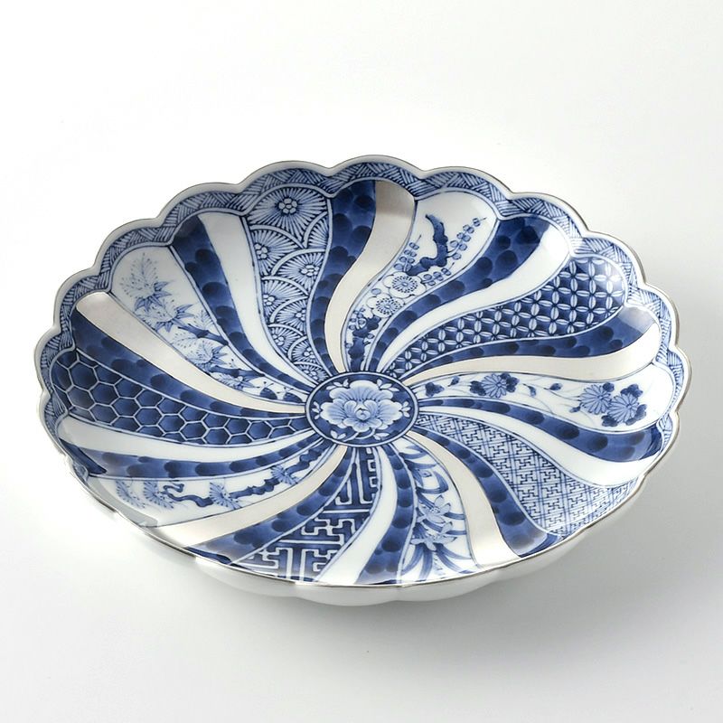 九谷焼 伝統柄 【九谷焼】9号盛皿・白粒鉄仙〈1枚〉 |皿や鉢など和食器