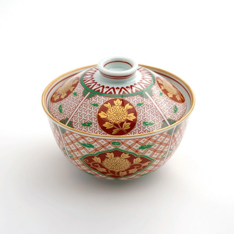 B12s 伊万里焼 錦柘榴図多角形鉢 江戸期 会席・懐石料理 B12s 伊万里