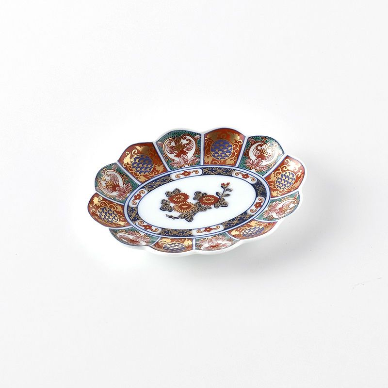 骨董 アンティーク 白磁 菊花小皿 楕円 オーバル 小皿 柿右衛門 古