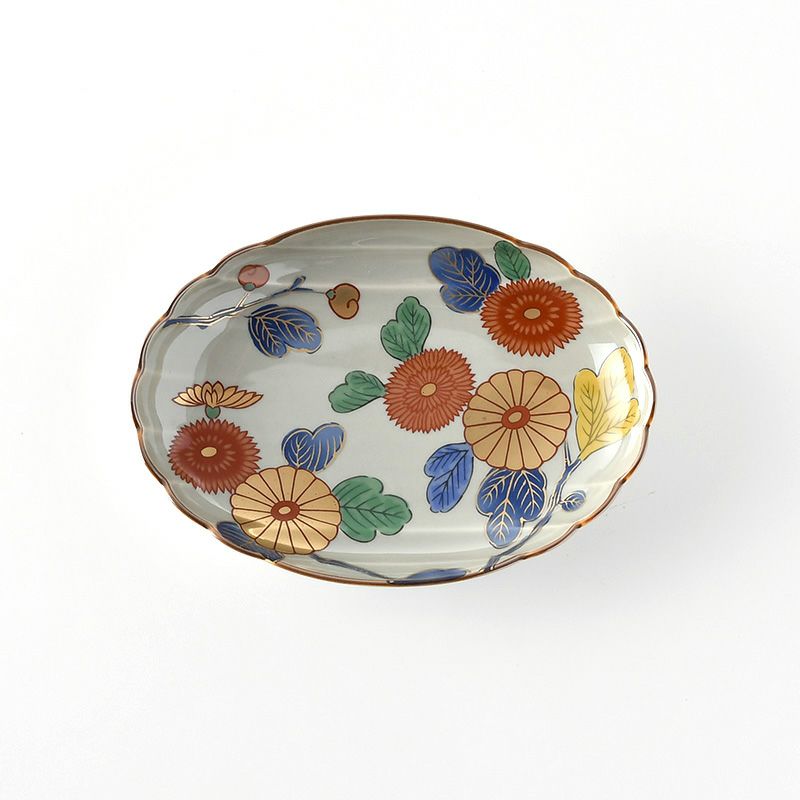 古伊万里シリーズ 【波佐見焼】古伊万里菊紋 楕円皿〈1枚〉 |皿や鉢
