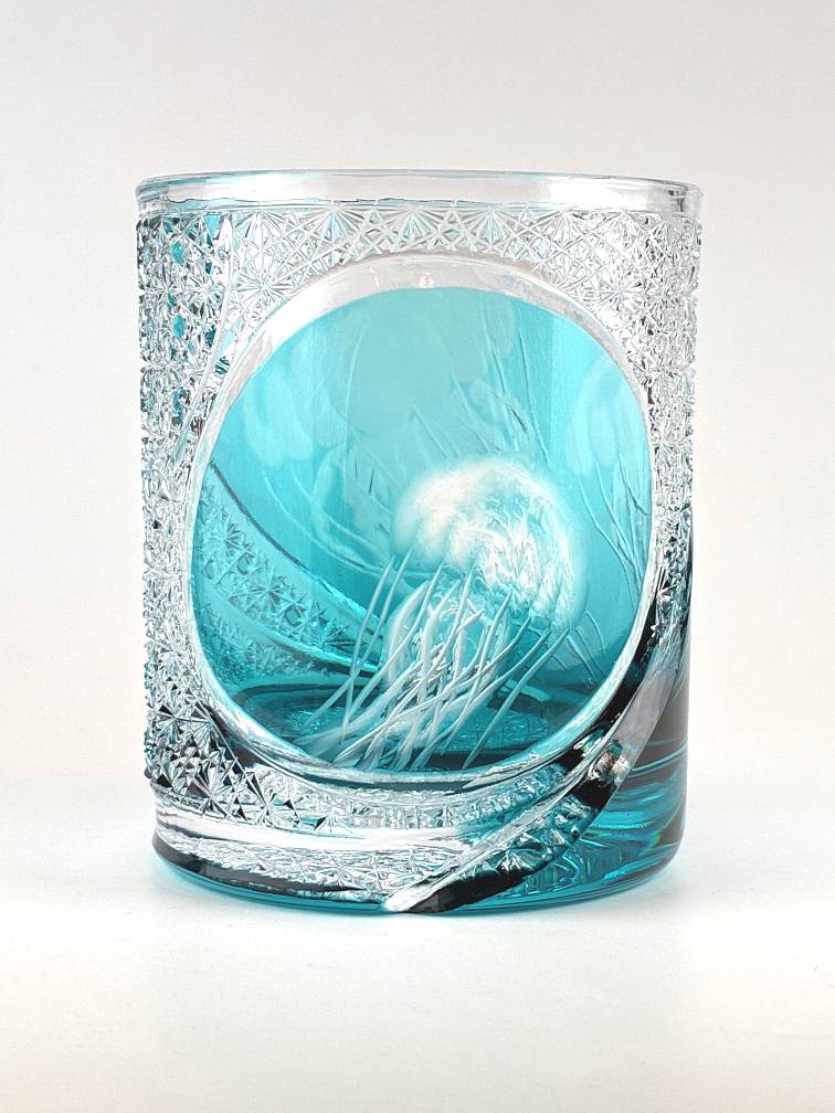 但野英芳 江戸切子 グラス 希少 青 但野英芳 江戸切子 グラス