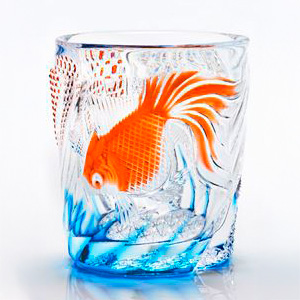 美品 但野英芳 江戸切子 虎 ロックグラス（切子 江戸切子 薩摩切子）