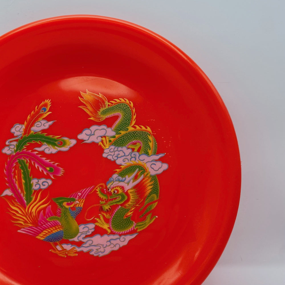 台湾レトロ お参り用竜鳳プレート 花柄｜台灣 拜拜用 龍鳳盤 | Taiwan