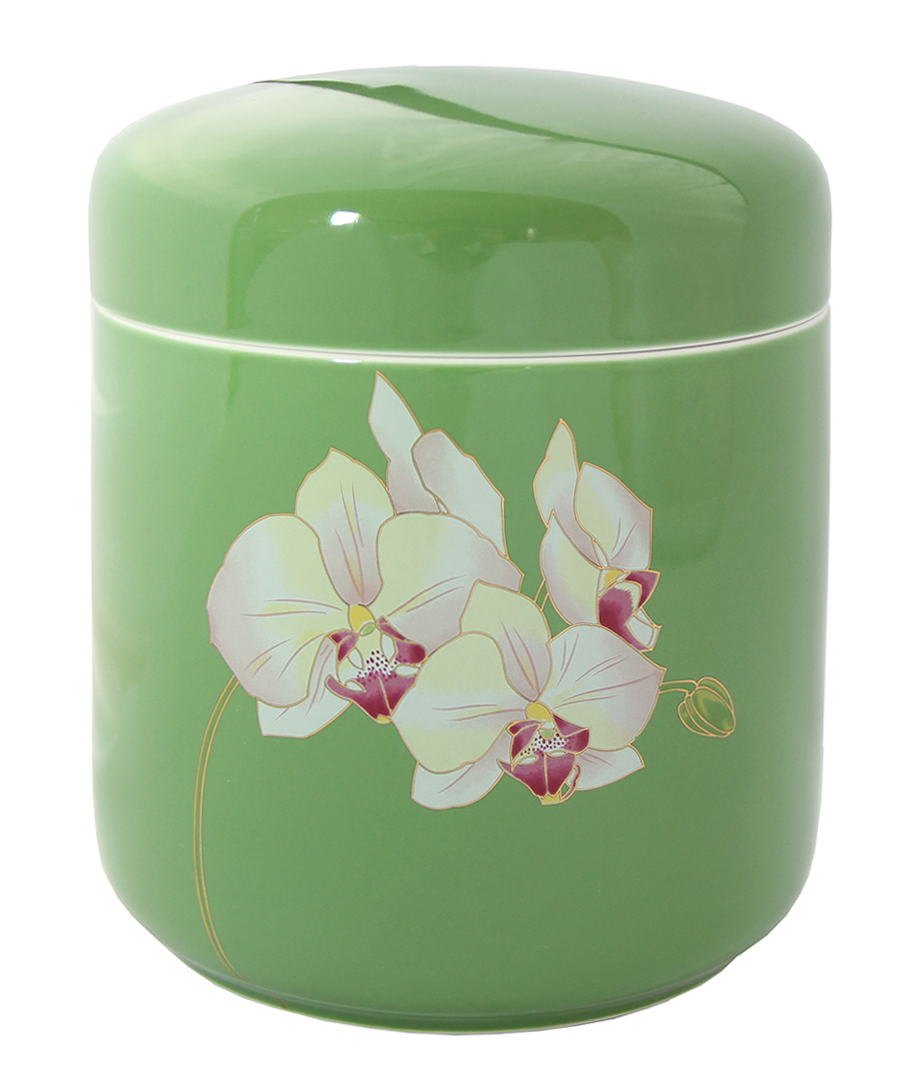 骨壺 香蘭社製 胡蝶蘭グリーン｜竹原葬祭