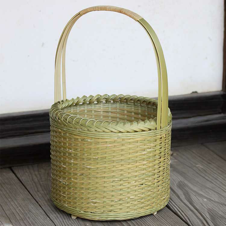 土佐網代丸手提げ籠 | 虎斑竹専門店 竹虎