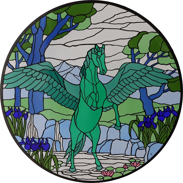 世界100枚 カナダ メイプルリーフ 銀貨 カラー ステンドグラスペガサス