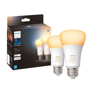 Philips Hue 2-Pack White Ambiance A19 Medium Lumen Smart Bulb : Target
