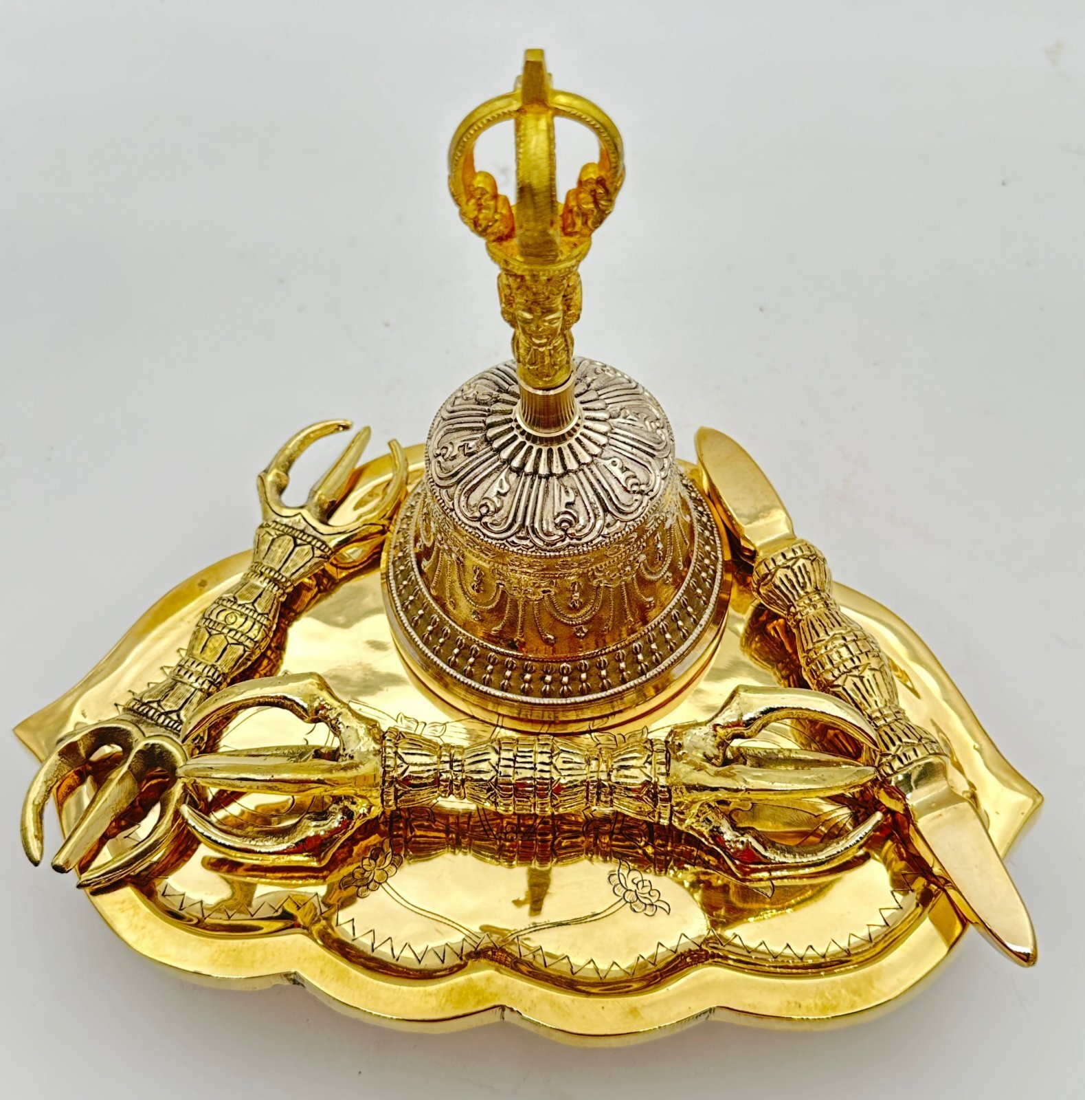 修縁堂】五鈷杵 金剛杵 真鍮製 チベット仏教 真鍮 寺院仏具 法器