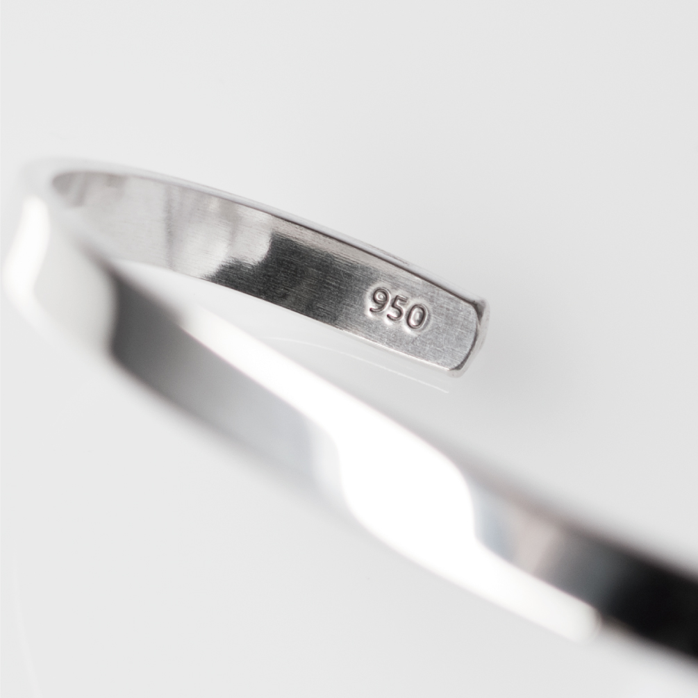 銀製 SILVER 950 刻印有 植物紋様 シルバーバングル ブレスレット純銀