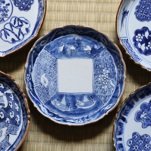 明 染付け葡萄文茶碗 中国古美術 明 染付け葡萄文茶碗 中国古美術