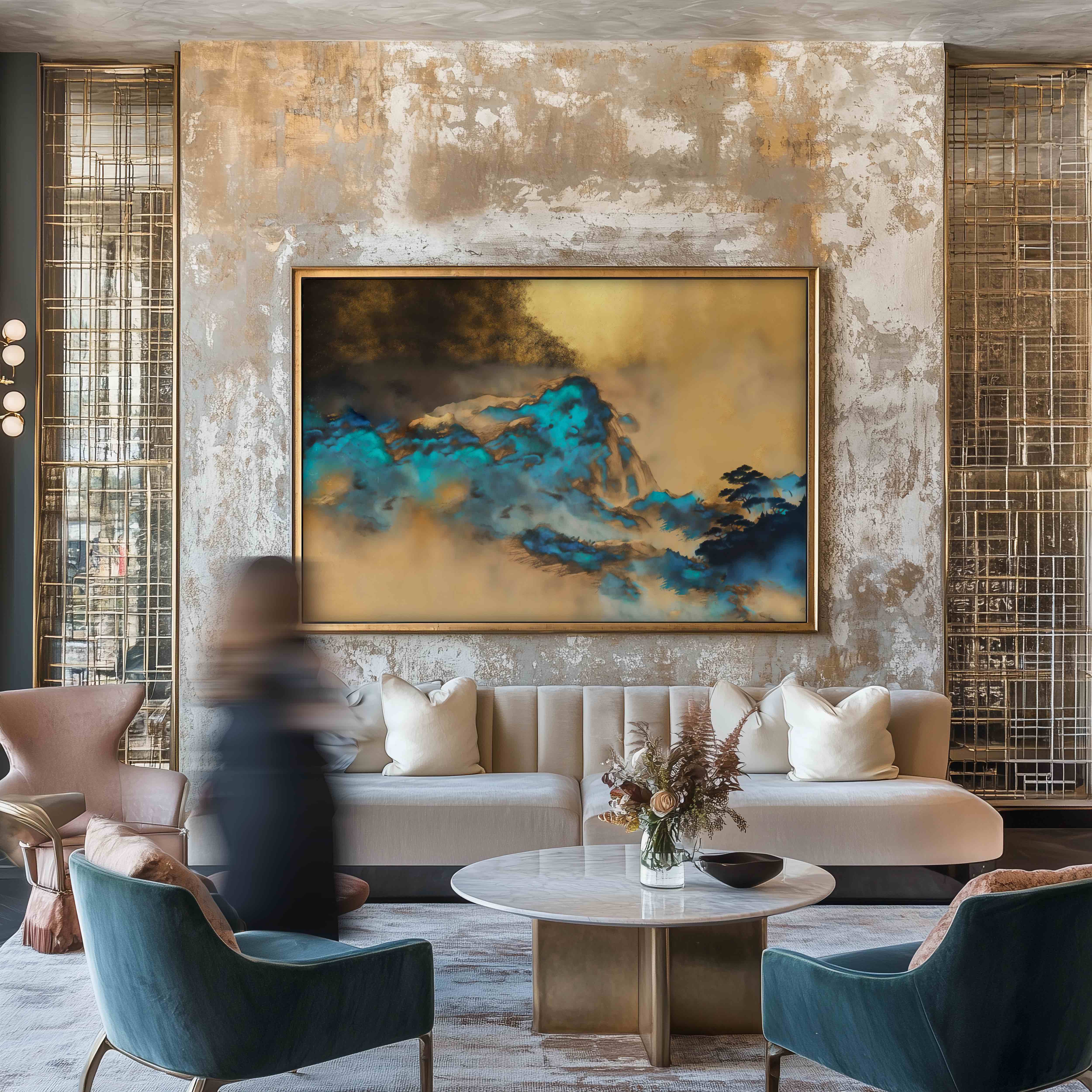 山水畫推薦曙光山水國畫潑彩藝術破墨現代書畫精品｜TEAL