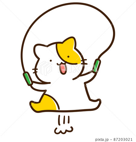 カラフル猫デザイン縄跳び 大縄跳びに興じるネコちゃんたちの