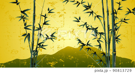 竹の絵の屏風