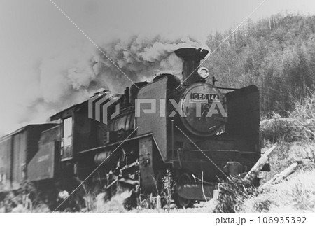 古い 鉄道写真 ネガフィルム『昭和44年10月 C56 蒸気機関車 益子駅