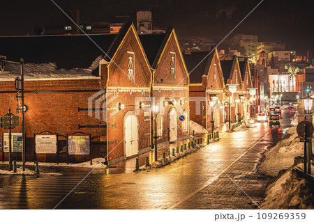 函館 金森 倉庫群 風景画 函館 金森 倉庫群 風景画 函館 金森 倉庫群